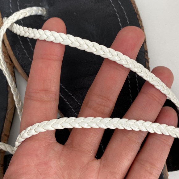 Chanel *Authentic* Woven Strap Flip Flop Toe Loop Cork Sandals Size Euro 38.5 - Picture 7 of 8